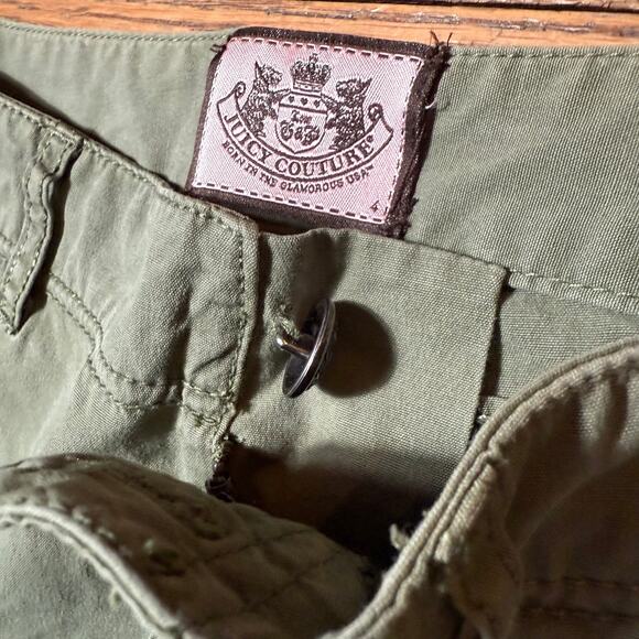 Juicy Couture Y2K Green Cargo Pants Women’s SZ 4 Utility Pockets 2000s Quilted - Picture 12 of 13